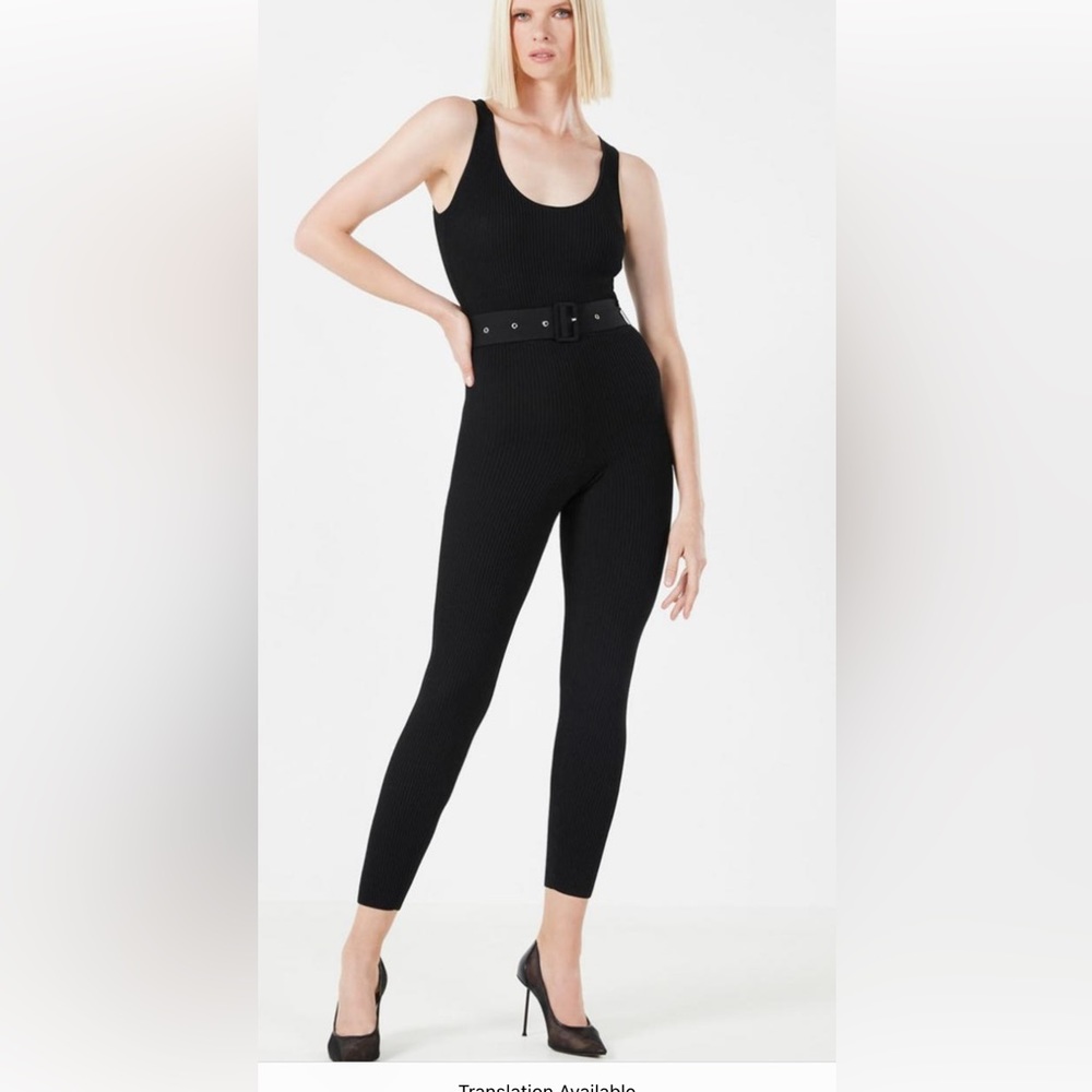 🐈‍⬛ Sexy black knit catsuit w/ removable belt size S 🐈‍⬛